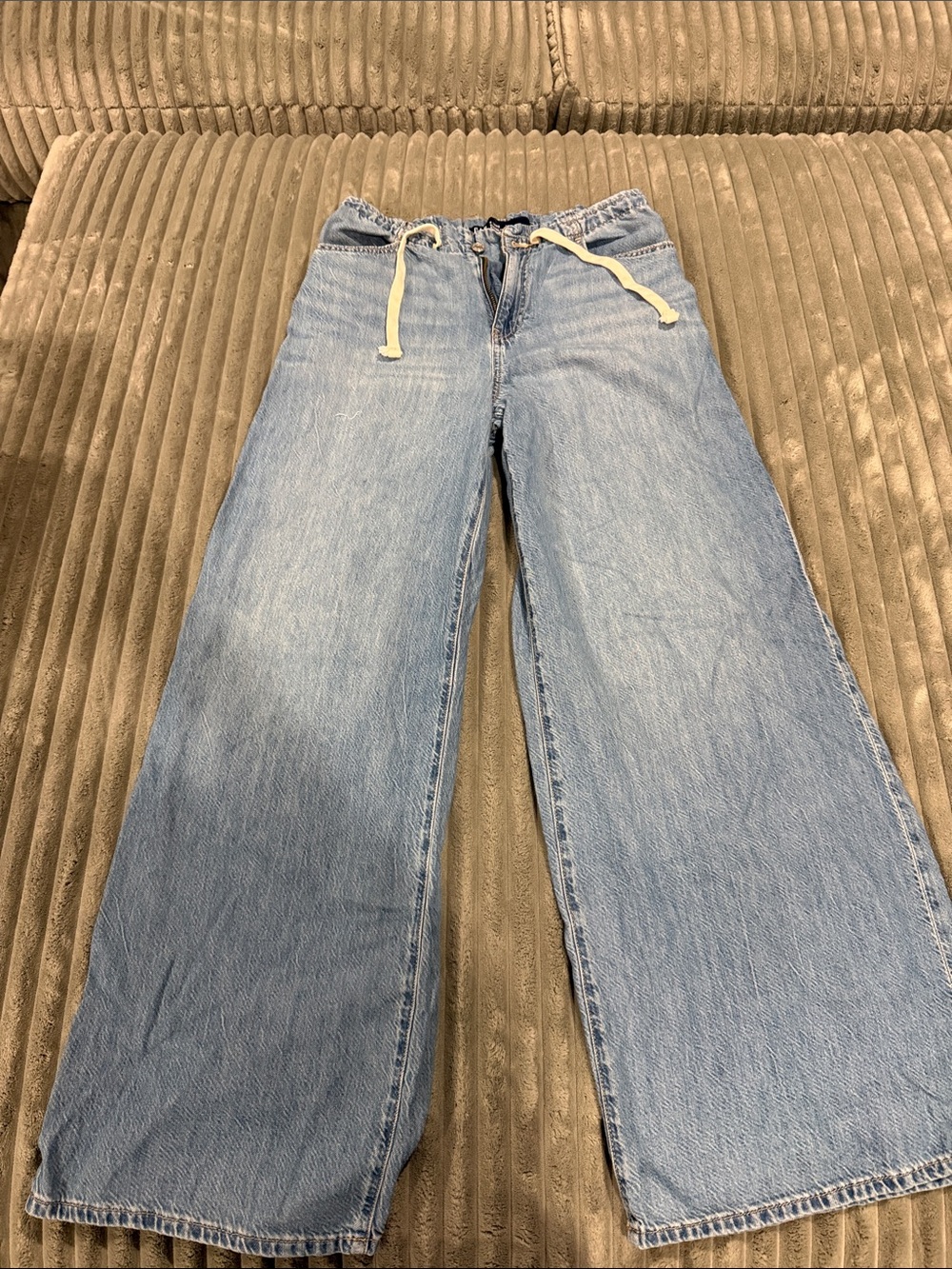 GAP Wide Leg Light Blue Women's Jeans with Drawstring Waist